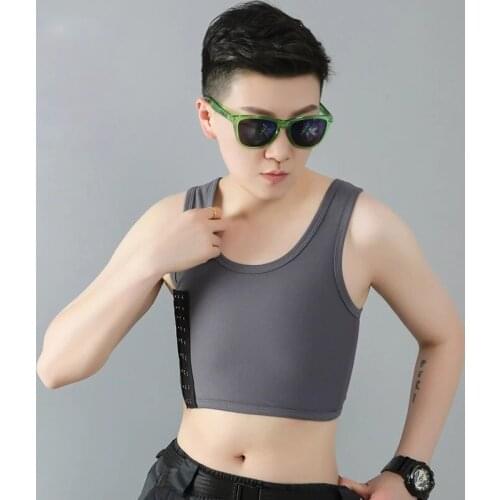 S-6XL Short Chest Binder Tomboy Trans FTM Lesbian Flatten Breast Shapewear Crop Top Women Breathable Corset Tank Tops Plus Size
