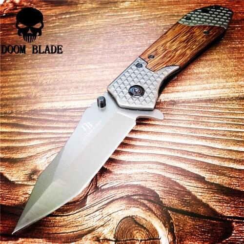 200mm 5CR13MOV Blade Quick Open Knives Folding Knife Wood Handle Pocket Folding Knife Camping Hunting Survival EDC Tool