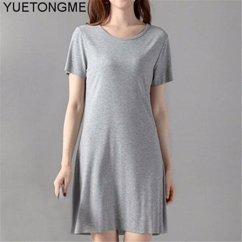 2021 Plus size Black Dress Women Elegant solid color modal Tshirt Dresses Short sleeve O neck Linen Ladies Clothes TSP081