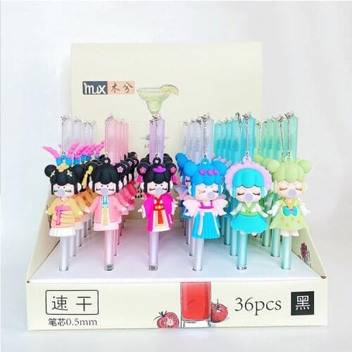 24 pcs/lot Creative Girl Bubble Doll Pendant Gel Pen Cute Black ink Signature Pens Promotional Gift Stationery School Supplies