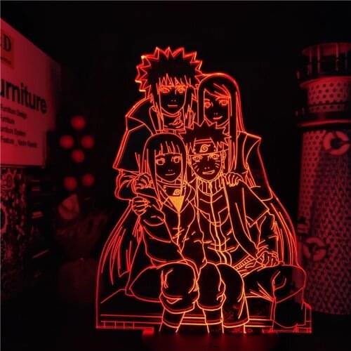 Naruto 3D Lamp Minato Kushina Hinata Family LED Night Light Creative Lampara Home Decoration Lampara Anime Figure Manga Lights