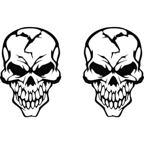 7.9*12.7CM (Left & Right) Covering The Body Of The Skull Bones Vinyl Sticker Car Rearview Mirror Black/Silver C7-1057