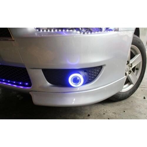Car Angel Eye daytime running light + halogen Fog Light Projector Lens and fog lamp case for Mitsubishi Lancer EX 2008-2012