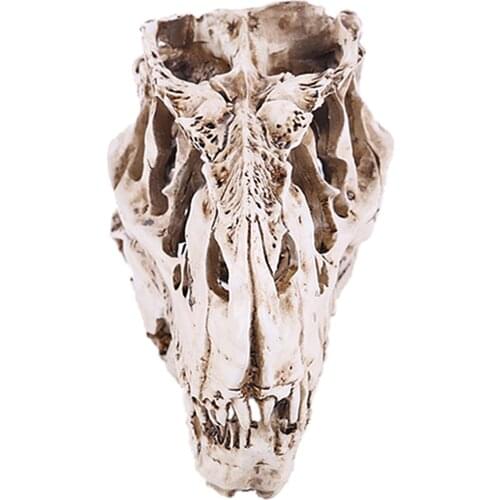 Resin T-rex Skull Replica Skeleton Figurine Collection Bar Decor White