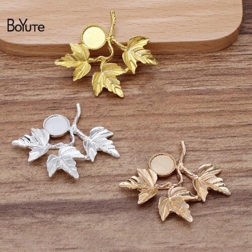 BoYuTe (10 Pieces/Lot) 33*40MM Metal Alloy Maple Leaf with 8MM Blank Tray Base DIY Hand Made Jewelry Accessories Parts