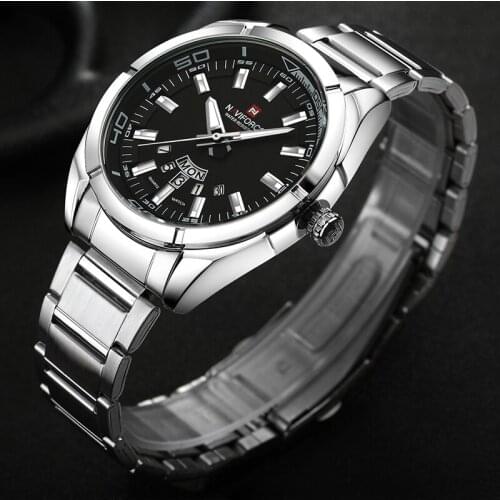 NAVIFORCE Brand Men Watches Business Quartz Luminous Hands Watch Mens Stainless Steel Band 30M Waterproof Date Wristwatches