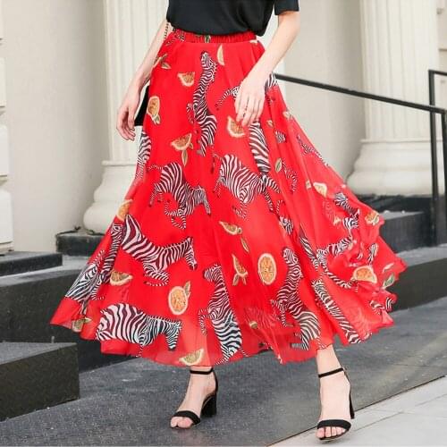 2019 New Circle Beach Zebra Printed Wedding party Maxi Skirts bridesmaid long chiffon skirts plus sizes available