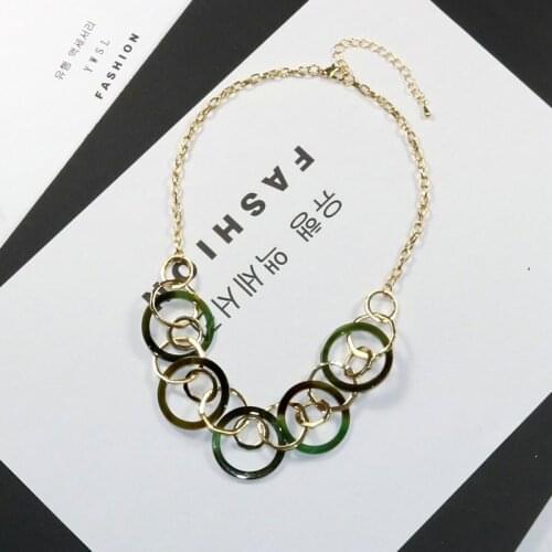Long Necklace Chunky Gold Alloy Resin Circles Pendant Necklace Fashion Jewelry Women Girls Accessories 2020 Cute Spring Summer