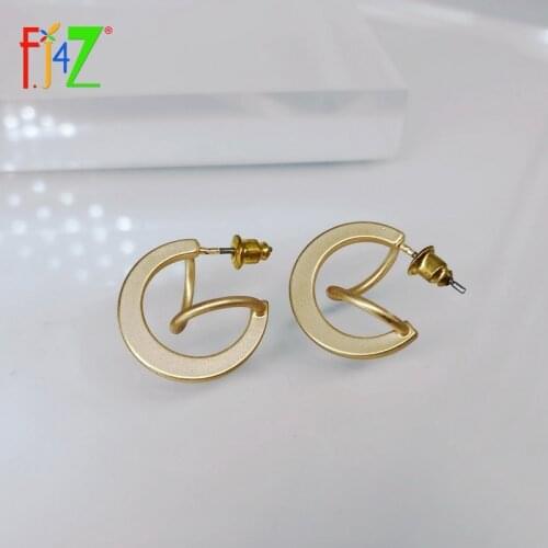 F.J4Z New Women Stud Earrings Cute Twisted Alloy Earrings Golden & Silver Color Earrings for Party Brincos Bijoux Dropship
