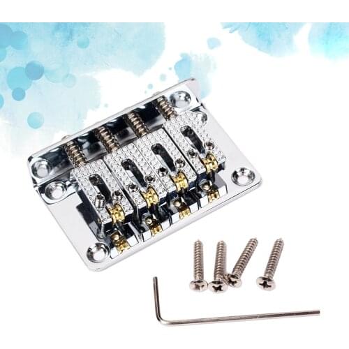 GA902 Metal 4 String Bass Bridge Vintage Style Bridge for Jazz Bass Guitar with 4 Screws and Bridge and Wrench (Black)