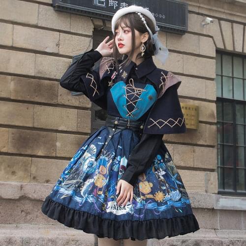 The Deep Sea ~ Vintage Military Style Lolita JSK Dress with Cape