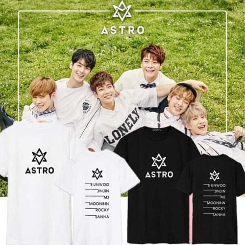 Kpop ASTRO Same Cotton Tshirt Tee MJ JINJIN ROCKY Short Sleeve Fashion Unisex Summer Tops