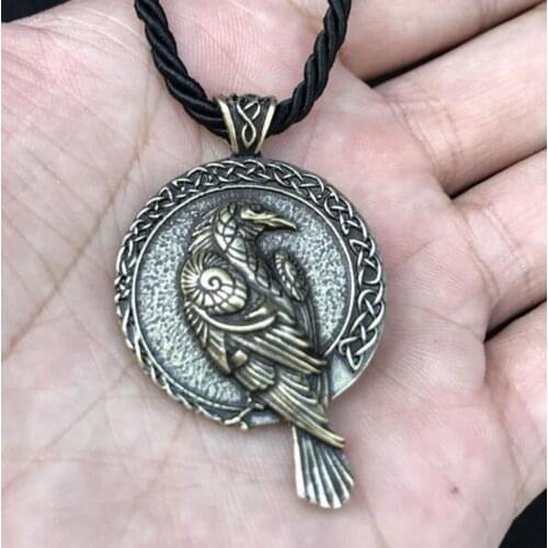 1pcs Norse Talisman Viking Raven Pendant Black Bird Celt Crow Pendant Necklace Fashion Jewelry