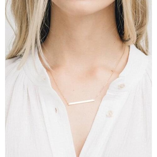 Stainless Steel Geometry Pendant Necklaces For Woman One Font Clavicle Chain Simple Choker Short Collar Fashion Jewelry Gifts