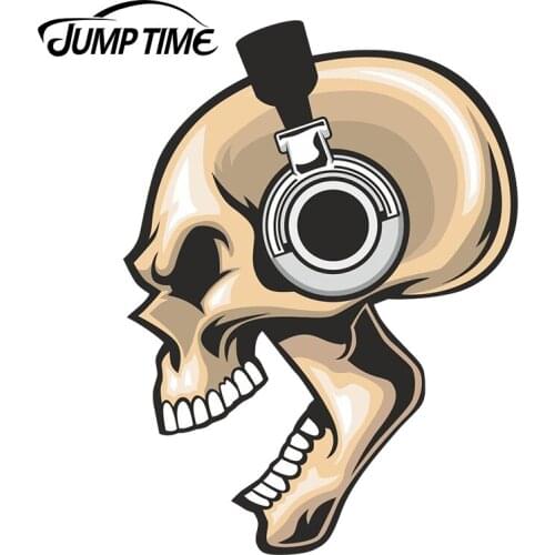 JumpTime 13cm x 9cm Headphones Skull Vinyl Sticker Laptop Travel Luggage Vinyl Car Decal Window Wiper Tailgate Car Styling