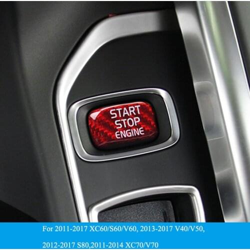 Car Engine Start Button Carbon Fiber Sticker Cover Stop Swtich Key Decor Car Styling For Volvo V40 V60 S60 XC60 S80 V50 V70 XC70