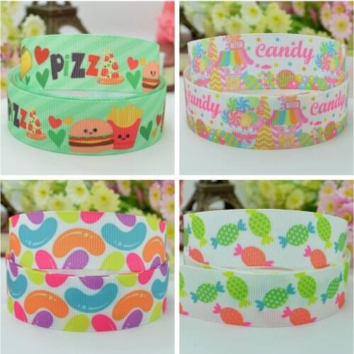 10 Yards 22mm 7/8" candy Pizza Printed grosgrain ribbon hair bow Headwear DIY hair accessories retail B0929