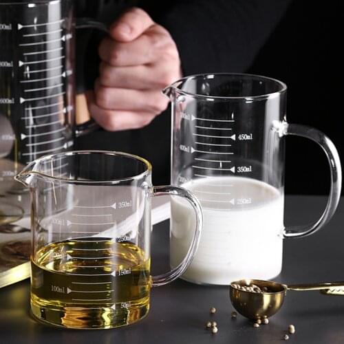 High borosilicate heat resistant glass measuring cup with scale beaker water cup milk cup household kitchen milliliter standard