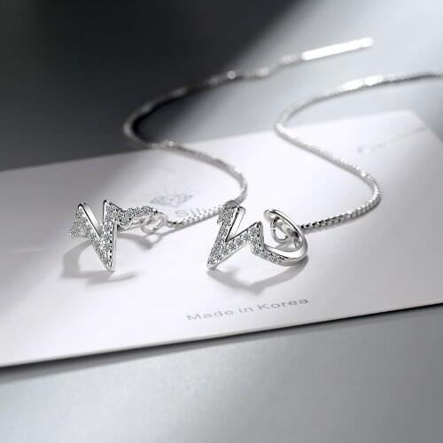 Fashion metal long earrings inlaid zircon lightning earrings geometric long earrings designer jewelry