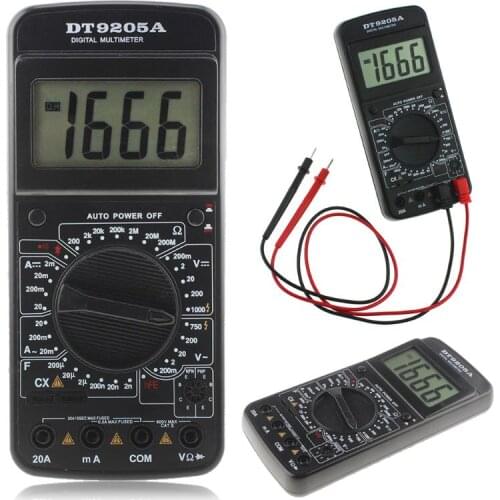 Professional DT9205A AC DC LCD Display Electric Multimeter Handheld Tester Meter Digital Multimetro Ammeter Multitester