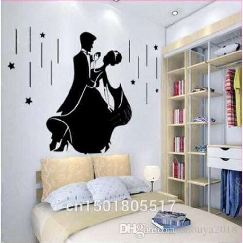 Romantic Wedding Wall Sticker Love Couple Dance Wallpaper Wall Decal For Wedding Bedroom Home Decor Vinyl Murals WT011