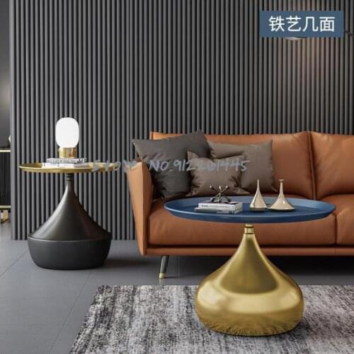Light Luxury Rock Plate Round Tea Table Combination Simple Modern Small House Type Net Red Small Tea Table Living Room Household