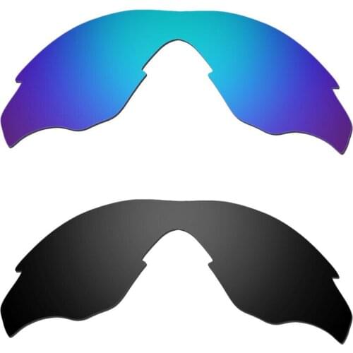 HKUCO For M2 Sunglasses Replacement Polarized Lenses 2 Pairs - Blue & Black