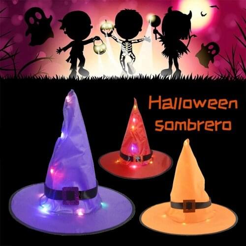 Party LED Light Hanging Decor Halloween Cosplay Witch Hats Home Party Decoration Christmas Headwear Cap Dress Costume Supplies