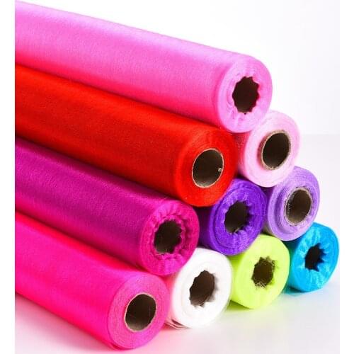 70cm Wide * 50 Yards Long Crystal Organza Multi Color Tulle Roll Fabric Drapes For Wedding Backdrop Birthday Party Decoration