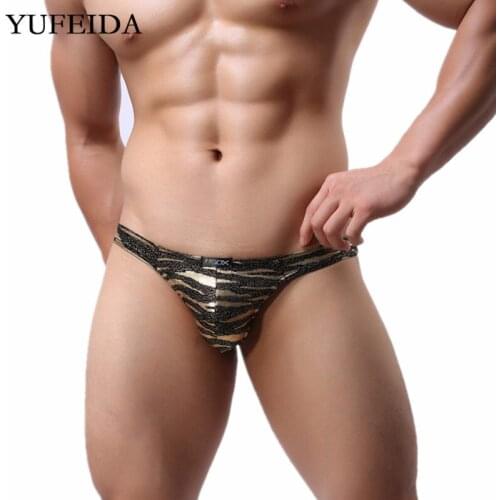 YUFEIDA Sexy Mens Thongs G-strings Leopard Male Gay Sissy Panties Bikini Briefs Jockstraps Underpants Mens Underwear Penis Pouch