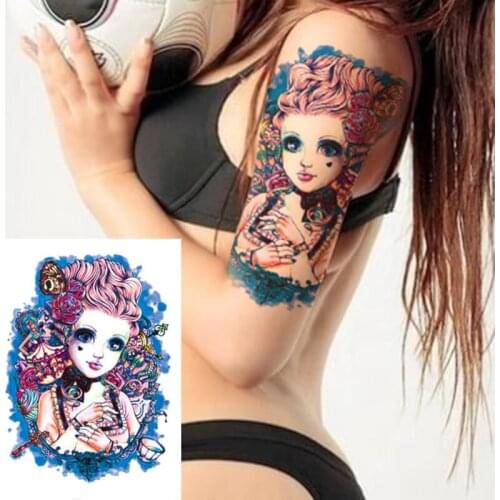 Waterproof Temporary Body Art Arm Shoulder Chest Blonde Rose Loli Tattoo Sticker Women/Men Hot Sale 14.8*21 cm