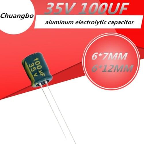 20pcs 35V 100UF 6*7MM 6*12MM Higt quality Aluminum electrolytic capacitor 35V 100UF Low ESR/impedance high frequency 6*12MM 20