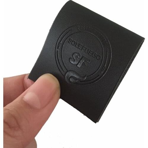 Best Price Custom Clothing Center Fold Black White Thin Leather Label Patch For Shoes