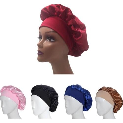 JIAYAN Women Elastic Nightcap Waterproof Night Sleep Cap Female 2021 New Solid Sleeping Hair Treatment Hat Satin Bonnet