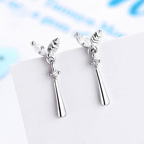 Fresh Leaves Long Strip Earrings Fashion Women Silver Plated Anti Allergy Earrings Fashion Women Street Hip Hop Party Jewelry