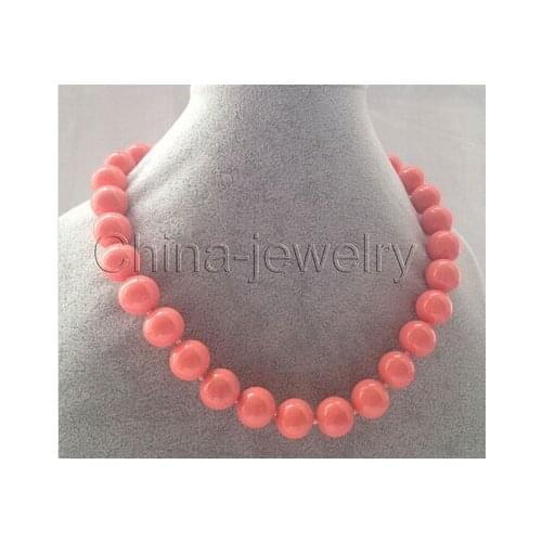 Beautiful 14mm pink coral color south sea shell pearl necklace Factory Wholesale 18inch real Women Fine for lady jewelry