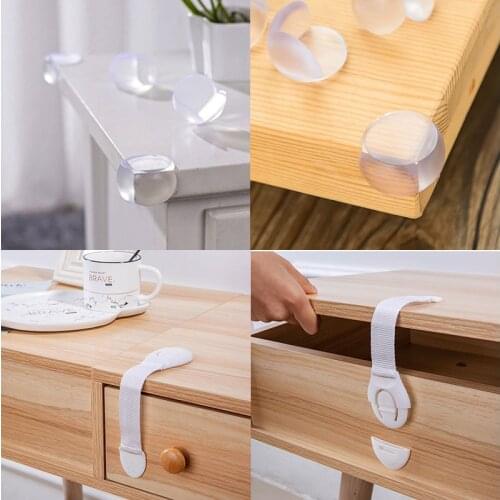 10pcs Soft Silicone Corner Cover for Baby Furniture Corners Protection From Children Baby Safety Cabinet Locks Straps Door Lock