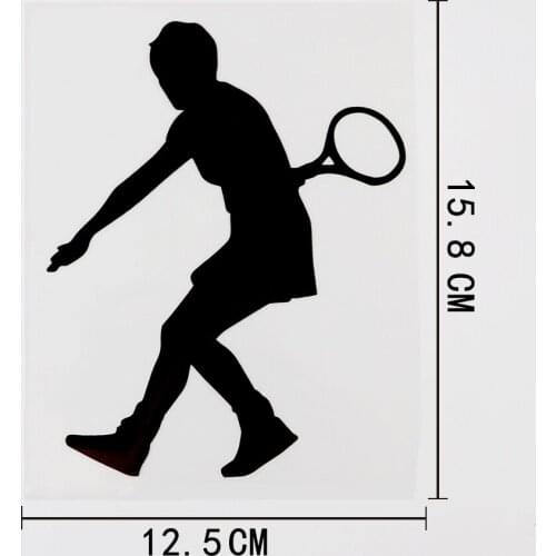 12.5CMX15.8CM Fun Female Tennis Player Decal Vinyl Car Sticker Black/Silver 8A-1136