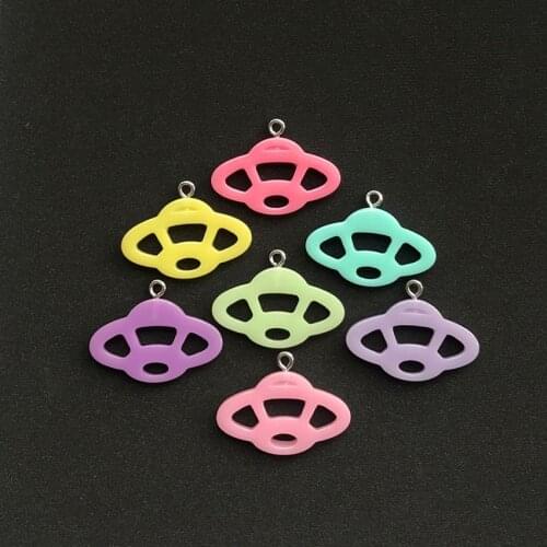 14pcs 29mm*18mm Multicolor Resin Flatback Spacecraft For Necklace Keychain Pendant DIY Making Accessories