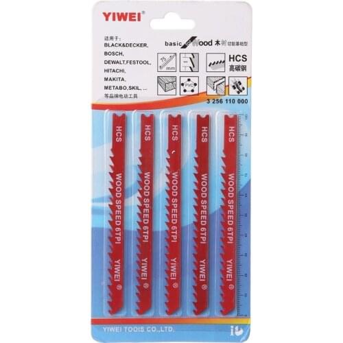 5pcs Durable U-shank High Carbon Steel 6 TPI Reciprocating Saw Blade Cutter For Wood Jig Cutting