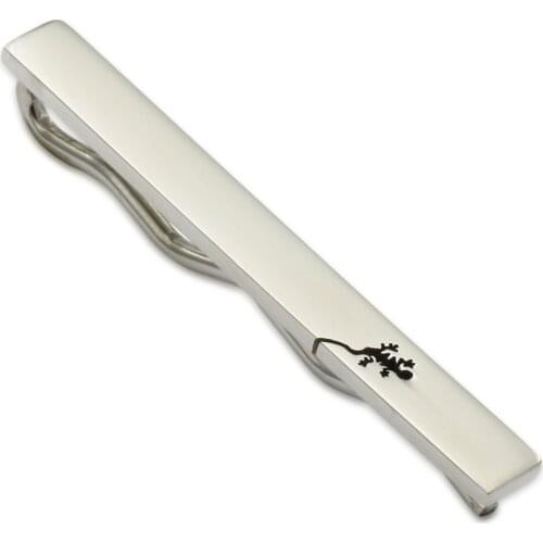 Slide Tie Clasp Clip Bar Pin 6mm Silver Color Curved Lizard Design Stainless Steel LKT18