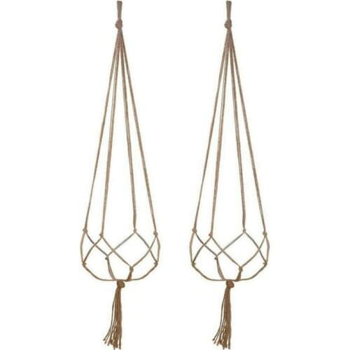 6PCS Macrame Plant Hanger Vintage Hemp Rope Basket Outdoor Balcony Hanging Decor Knotted Lifting Rope Flower Pot Holder Garden