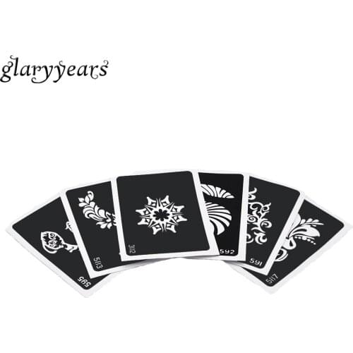 6 Pieces Hollow Small Henna Tattoo Stencil Abstract Pattern for Unisex DIY Body Art Paint Decor Indian Tattoo Template Number#05