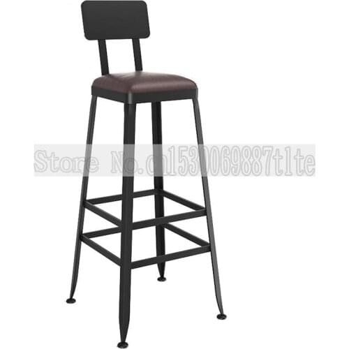 Wrought iron bar chair industrial style bar stool backrest high stool loft lounge chair solid wood restaurant bar stool