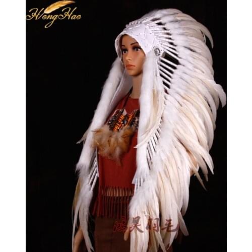 White Indian feather headdress feathered costume Indian chief feather war bonnet halloween costume