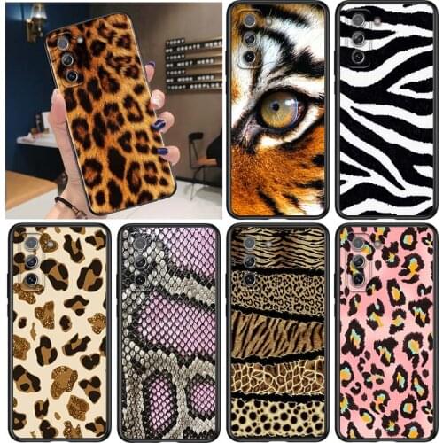 Hot Tiger Leopard for Samsung Galaxy S21 Ultra Plus Note 20 10 9 8 S10 S9 S8 S7 S6 Edge Plus Black Phone Case