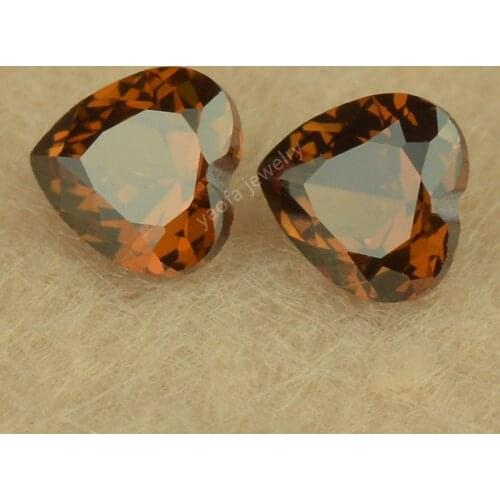 Hot Sale 3*3~10*10mm AAAAA Light Coffee Color Cubic Zircon Stone Beads Heart Shape Cut Loose Lab Created CZ Gems For Jewelry DIY