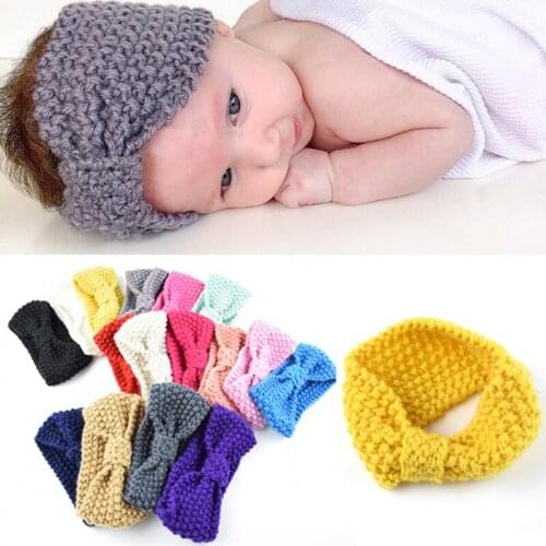 New Hot Children Bowknot Hairband Winter Warm Headbands Baby Knitted Headwear Wool Bandanas Hair Accessories Knot Headbands Hot