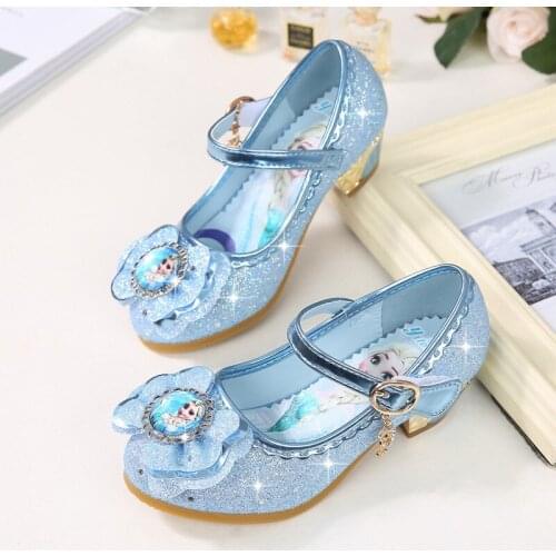 Disney Childrens low Heels 2021 Autumn New Girls Princess Shoes Frozen Princess Shoes Little Girls Single Shoes
