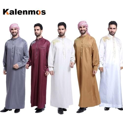 Men Clothing Jubba Thobe Islamic Kaftan Kimono Long Robe Saudi Middle East Abaya Caftan Dubai Arab Islamic Clothing Muslim Dress
